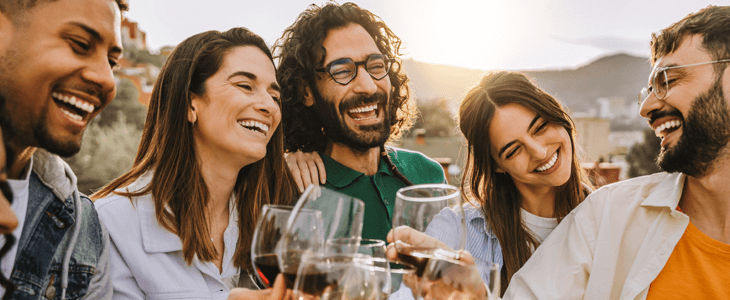 a group of friends drinking wine