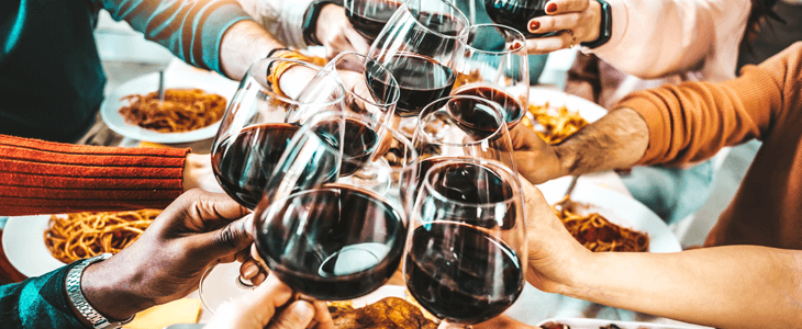 close up shot of people holding wine glasses